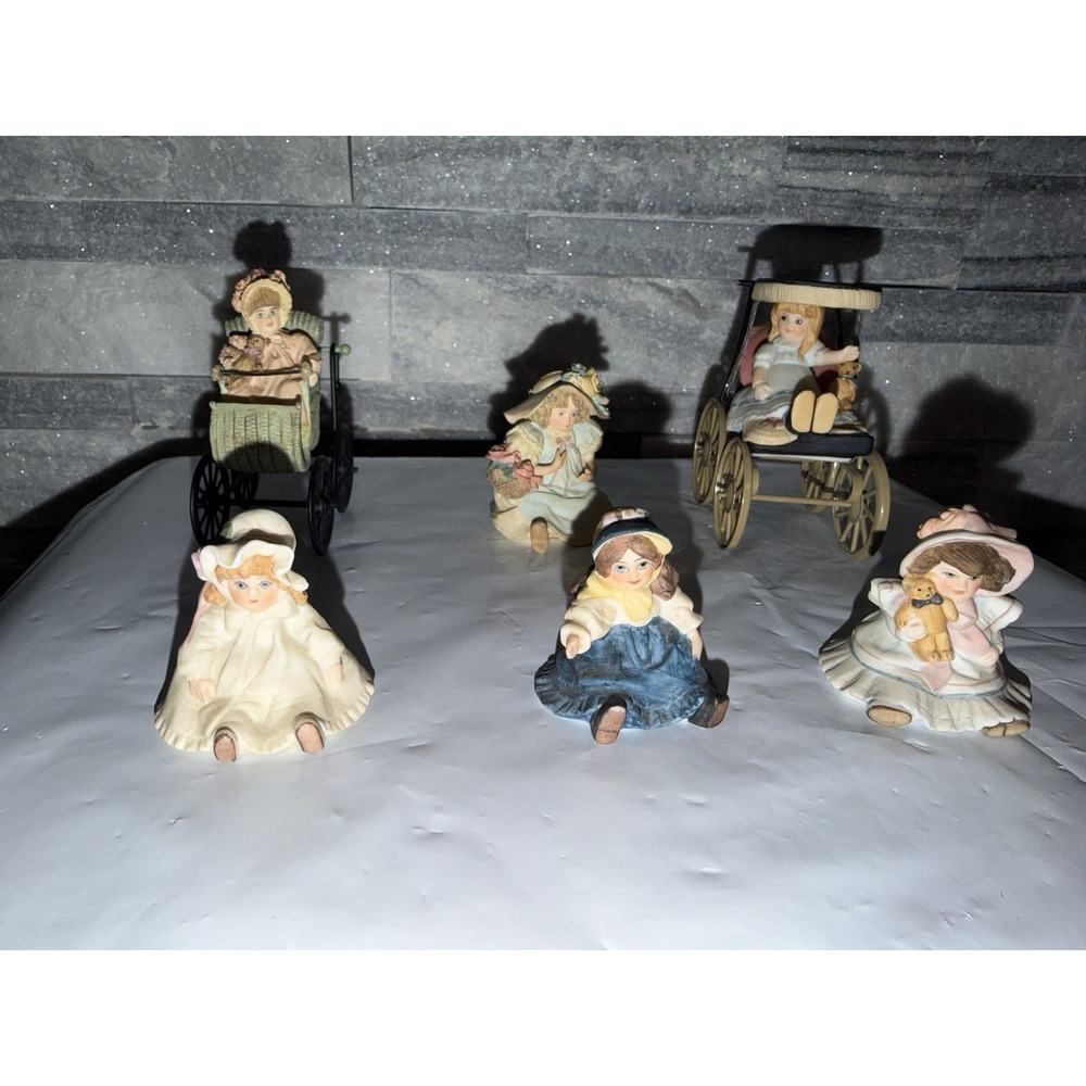 Lot of 6 Jan Hagara Figurines Porcelain & Resin Mattie Doll Elizabeth's Buggy